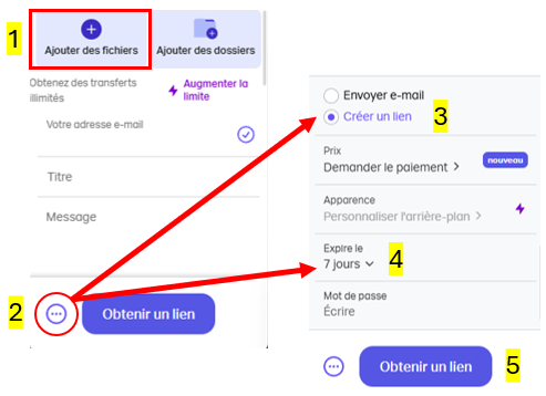 Créer un lien WeTransfer